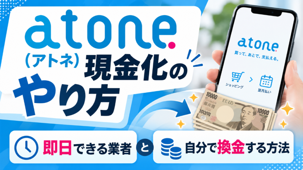 atone(アトネ)現金化のやり方|即日できる業者と自分で換金する方法